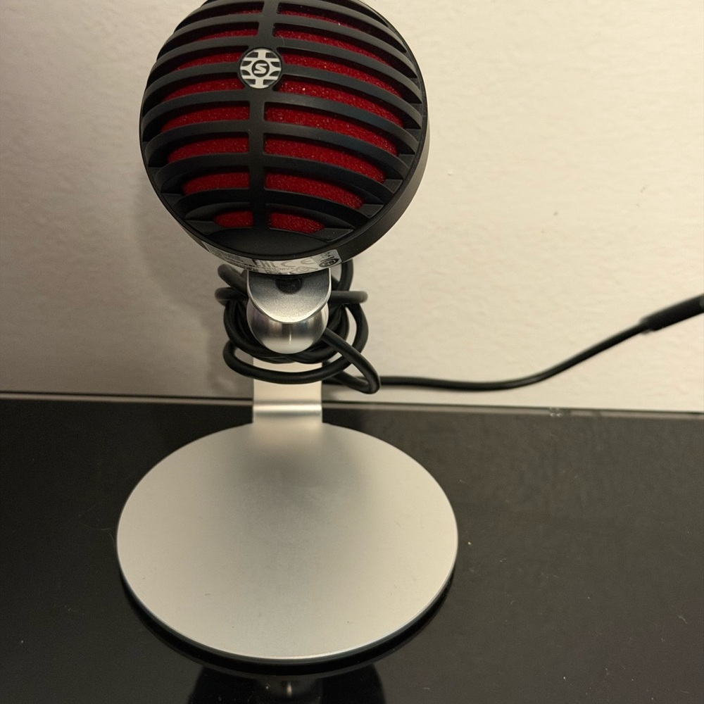 Shure Black and Silver Desktop Microphone Stand with Cable